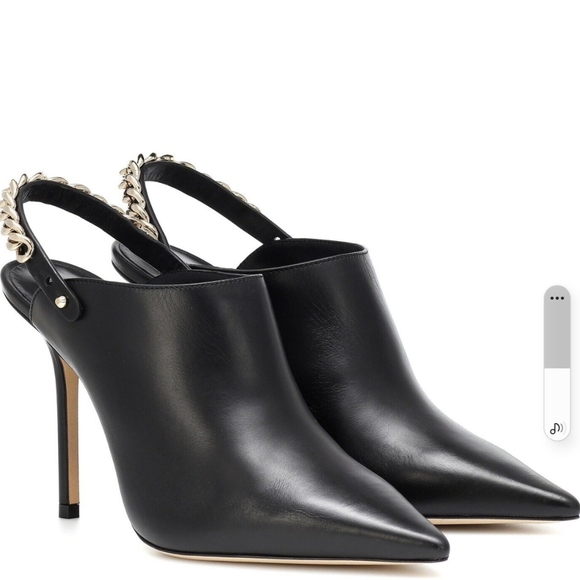 Jimmy ChooLexx 100 Black/gold Leather heeled Mules